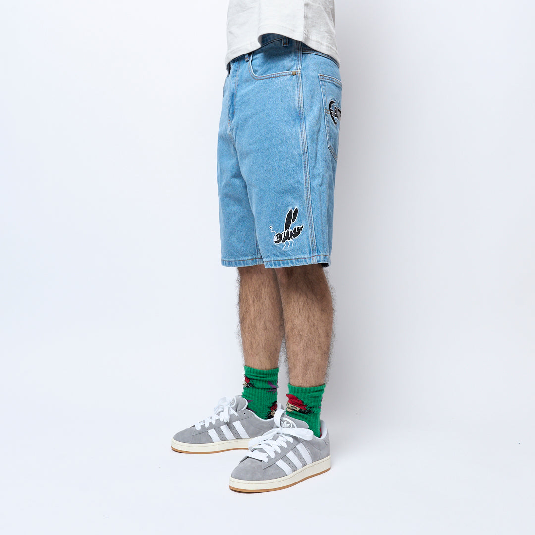 Butter Goods - Critter Baggy Denim Shorts (Washed Indigo)