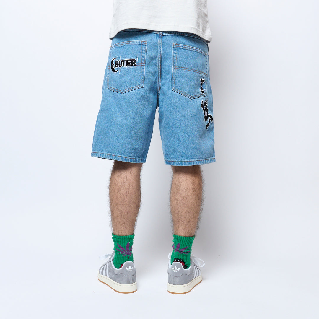 Butter Goods - Critter Baggy Denim Shorts (Washed Indigo)