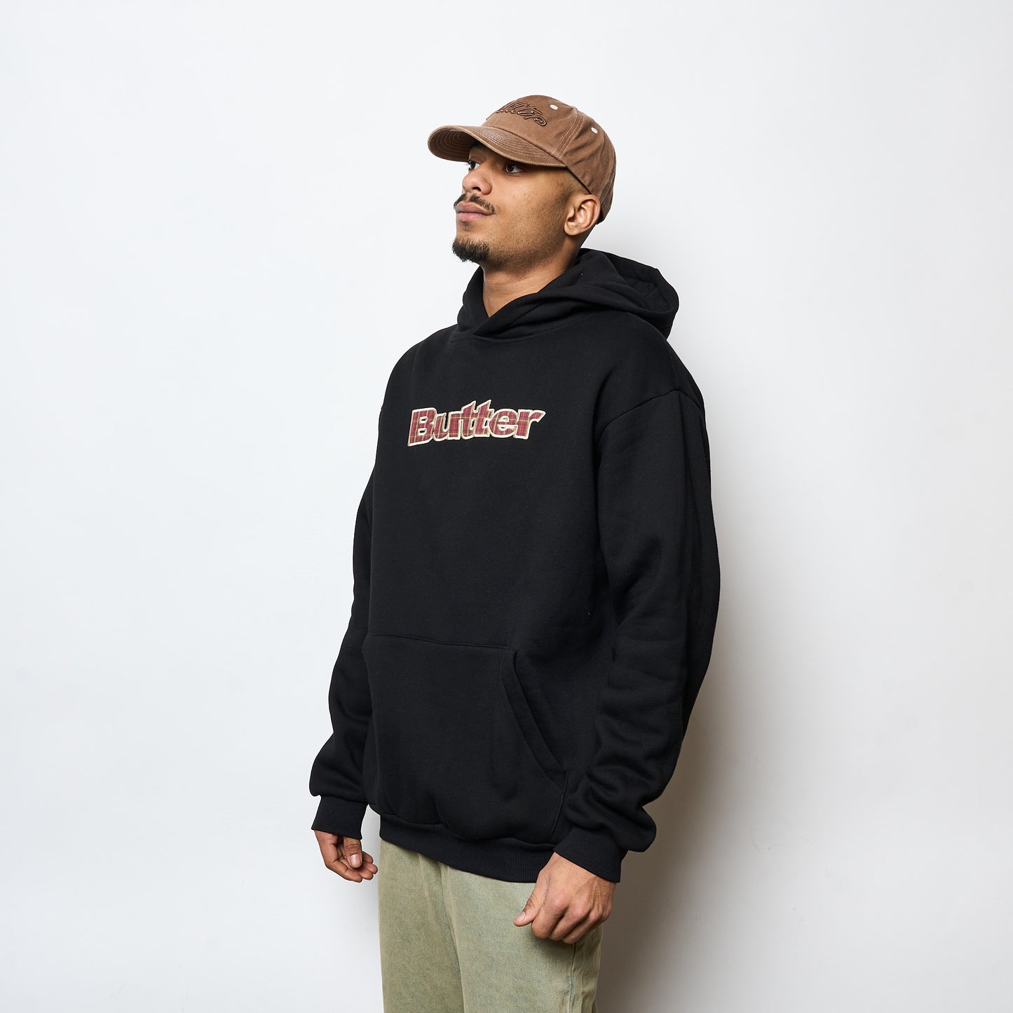 Butter Goods - Plaid Logo Applique Pullover Hood (Black)