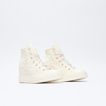 Converse - Chuck 70 Wedge Platform Hi "Crocheted Satin" (Egret/Egret/Black)