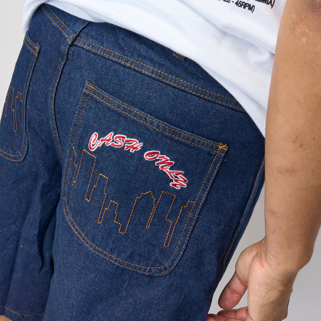 Cash Only - Logo Denim Shorts (Raw Indigo)