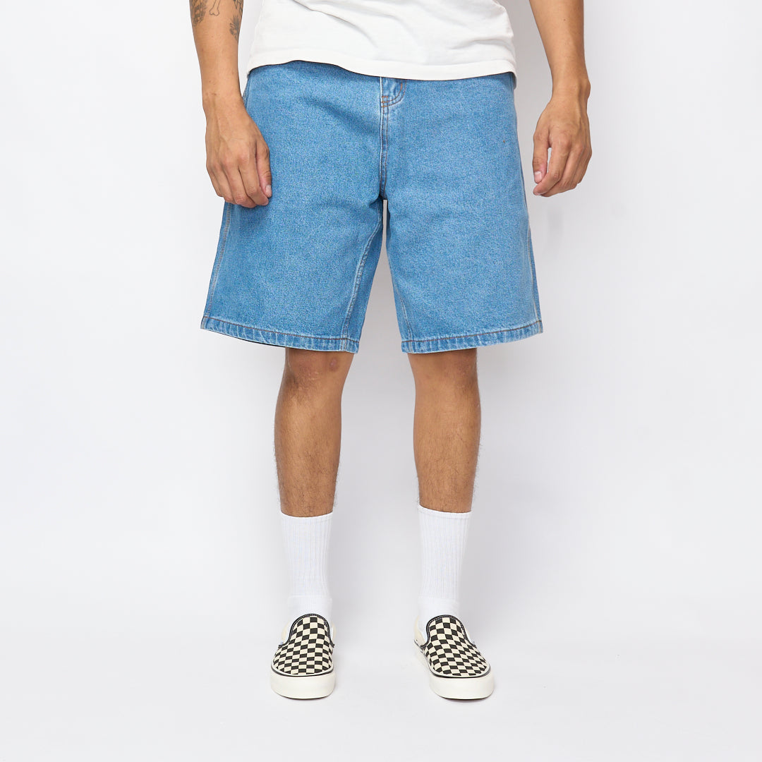 Cash Only - Logo Denim Shorts (Washed Indigo)