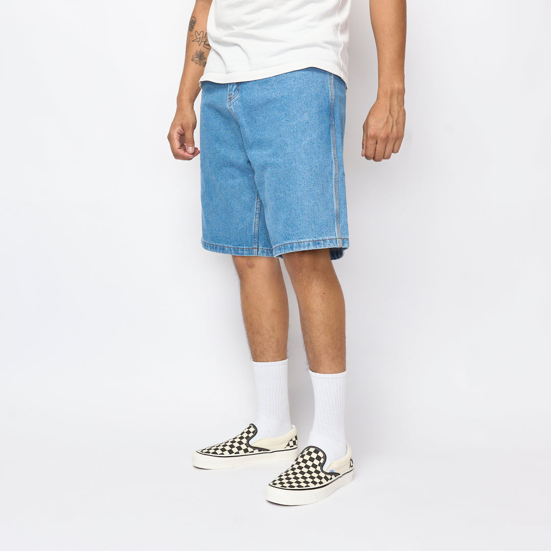 Cash Only - Logo Denim Shorts (Washed Indigo)