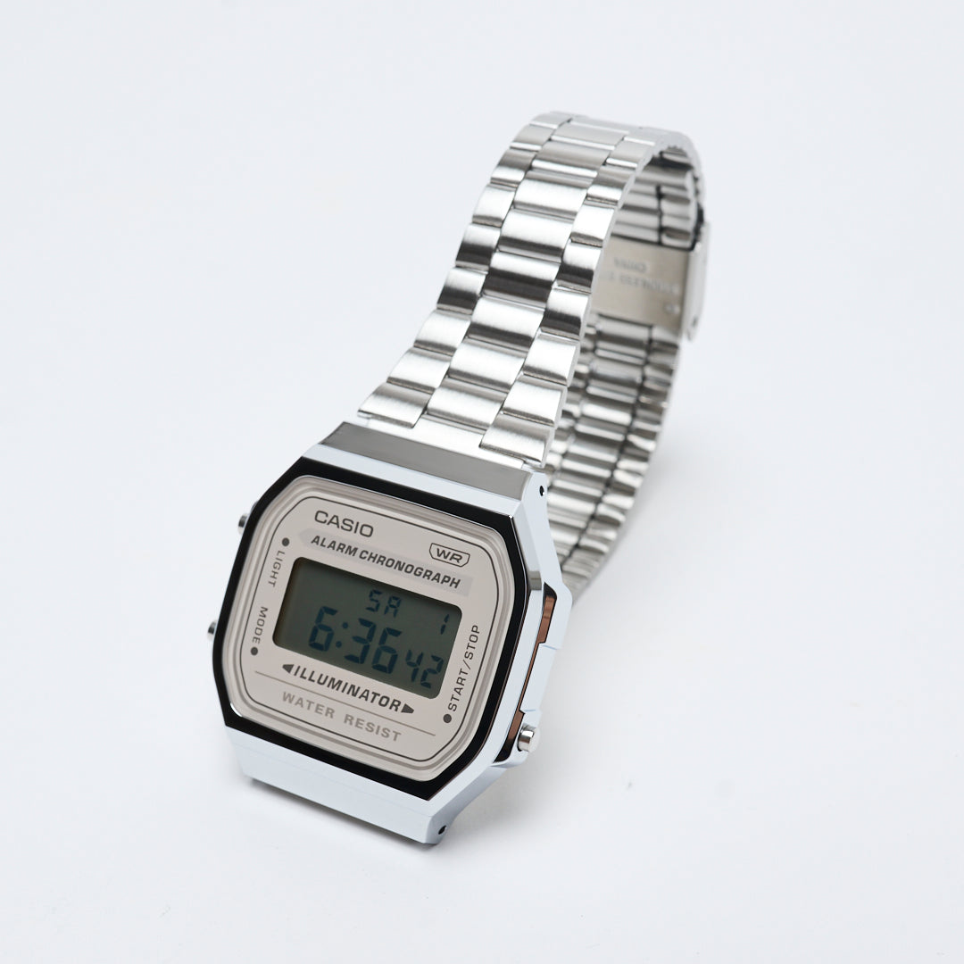 Casio - Vintage Unisex Digital Watch Iconic (Silver/Beige)