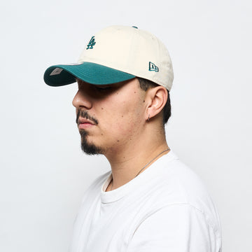 Casquette - New Era - Mini Washed Script 9Twenty Los Angeles Dodgers (White/Green)