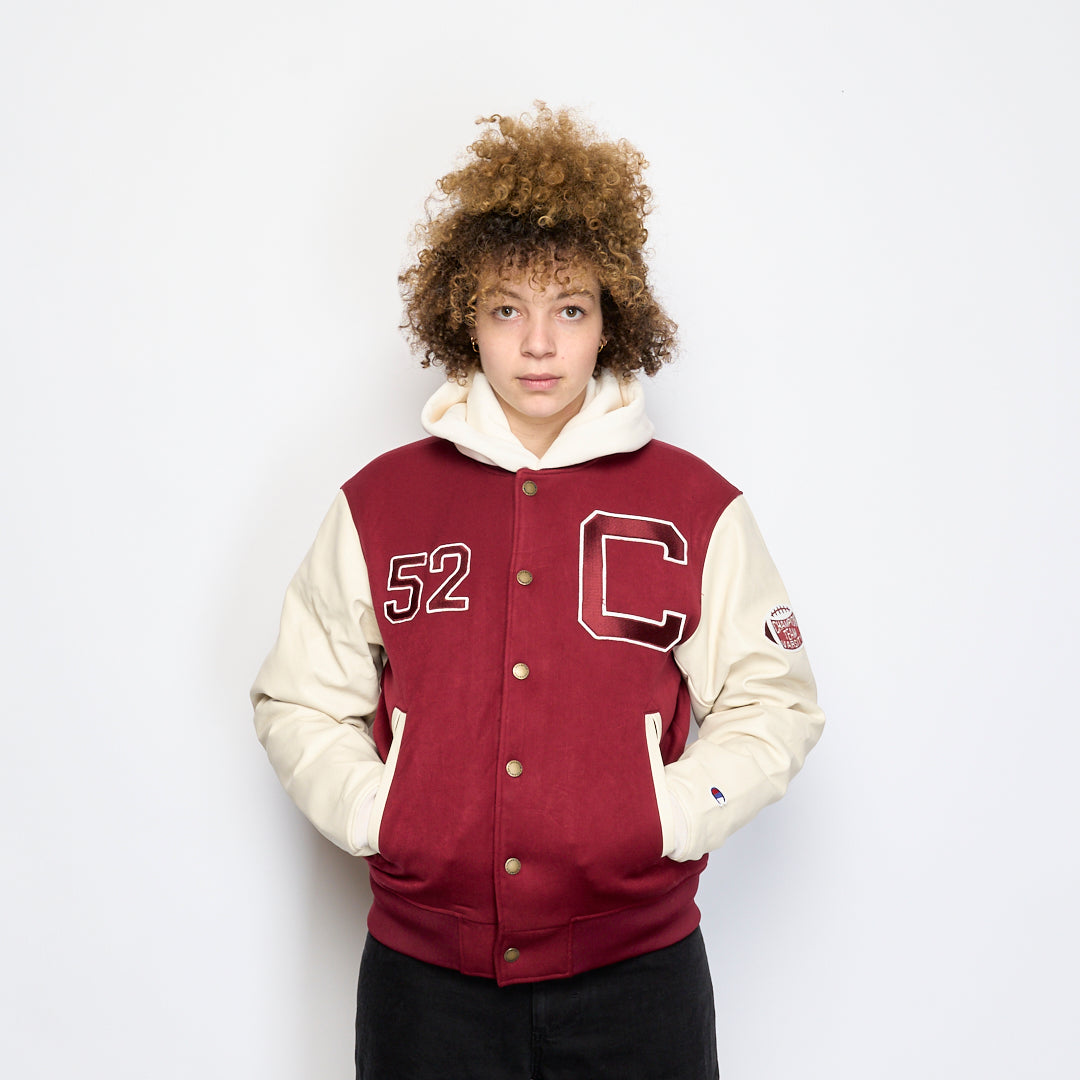 Champion Reverse Weave Bomber Jacket (Burgundy/White)