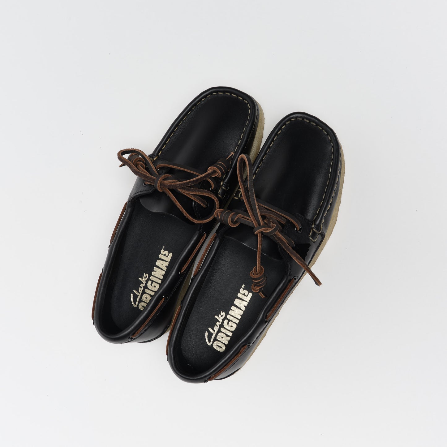 Clarks Godney Boat. Black Leather Women