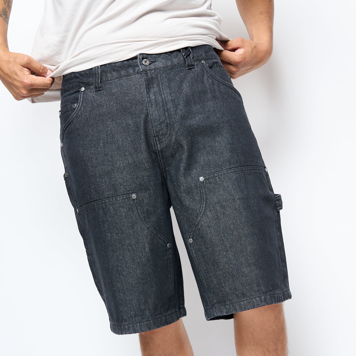 Dime MTL - Carpenter Denim Shorts (Black Washed)