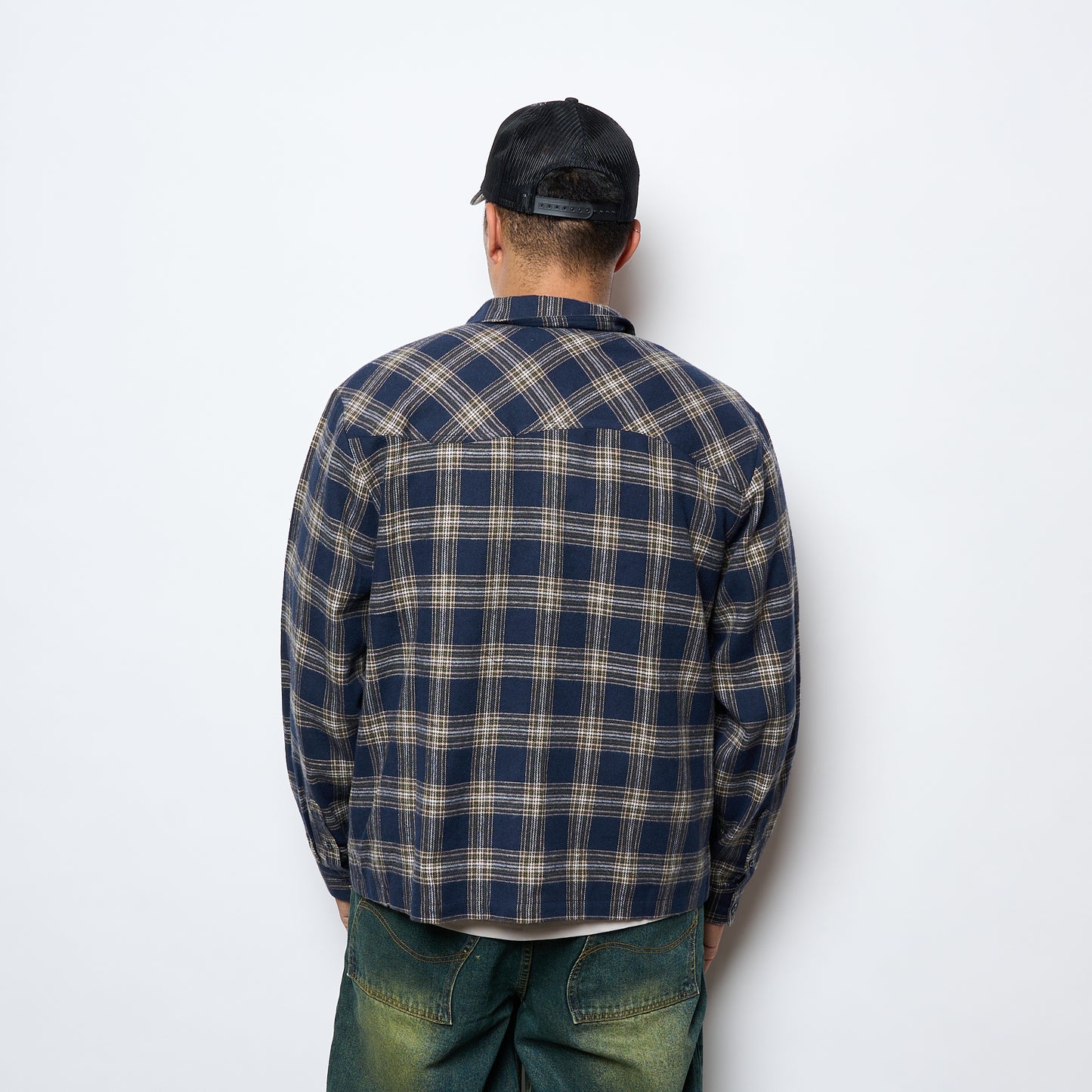 Dime MTL - Plaid Flannel Shirt (Navy)