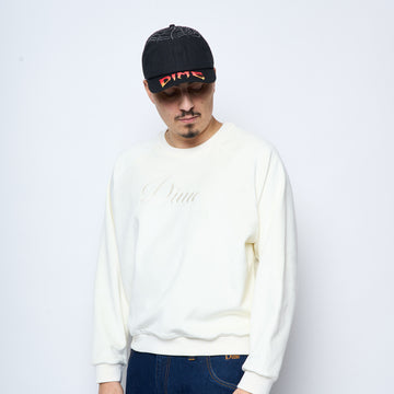 Dime Mtl - Cursive Velvet Crewneck (Ivory)