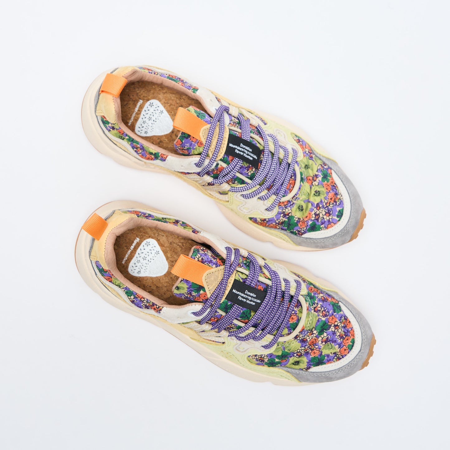 Flower Mountain - Yamano 3 Women Suede/Print Cotton Flower (Grey/Green)