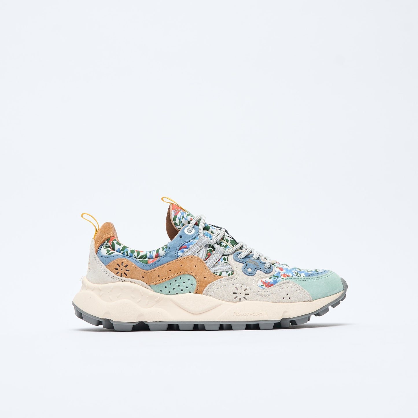 Flower Mountain - Yamano 3 Women Suede/Print Cotton Flower (Grey/Milk)