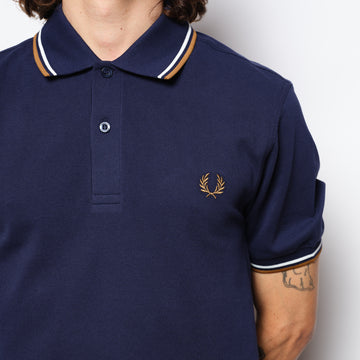 Fred Perry - Twin Tipped Polo Shirt Navy/Snow White/Dark Camel