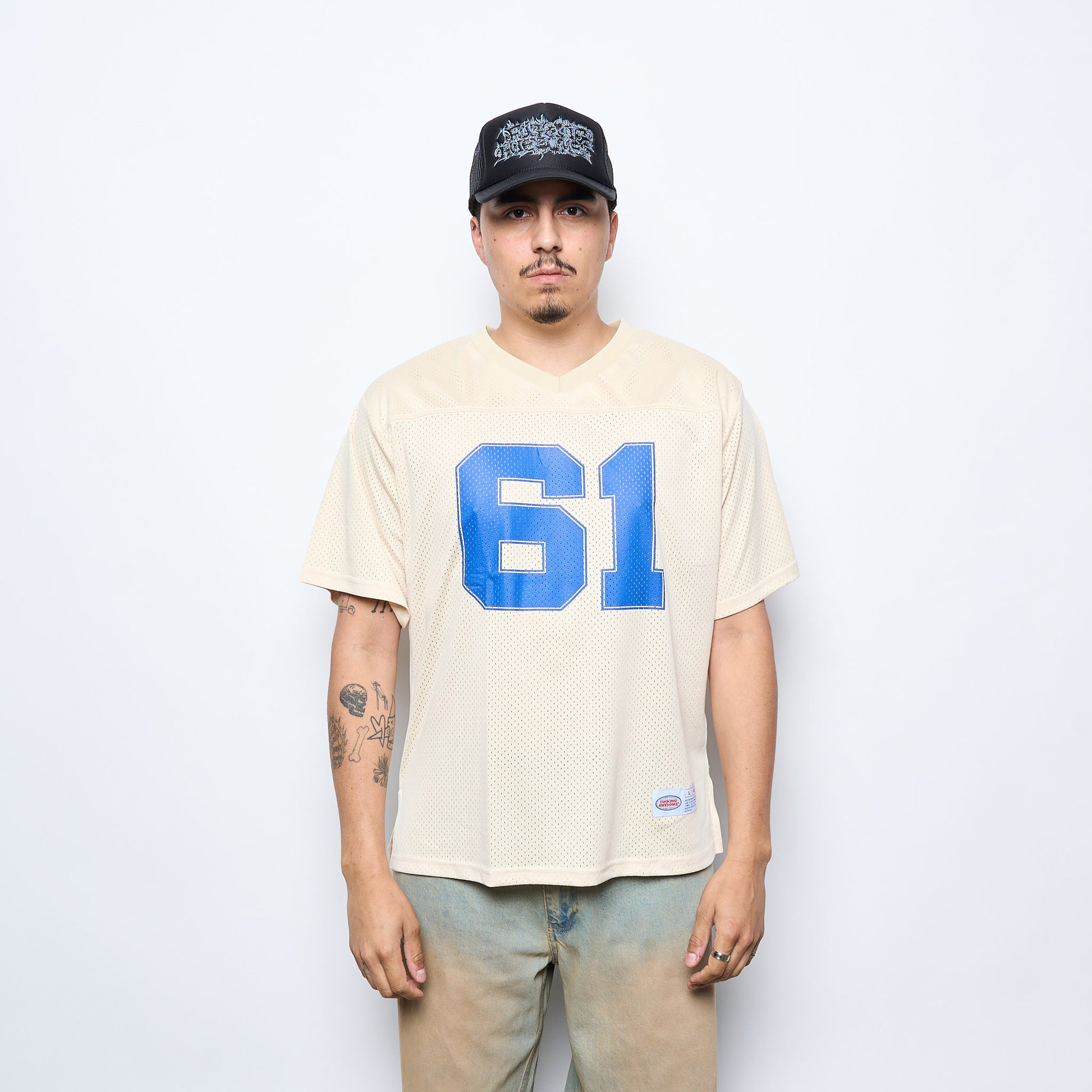 Fucking Awesome - Stamp Logo Practice Jersey (Cream/Blue)