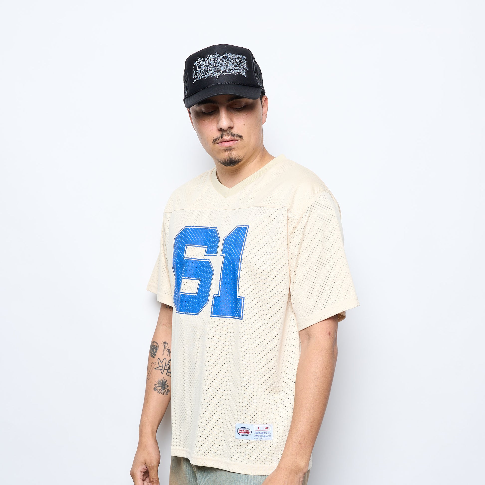 Fucking Awesome - Stamp Logo Practice Jersey (Cream/Blue)