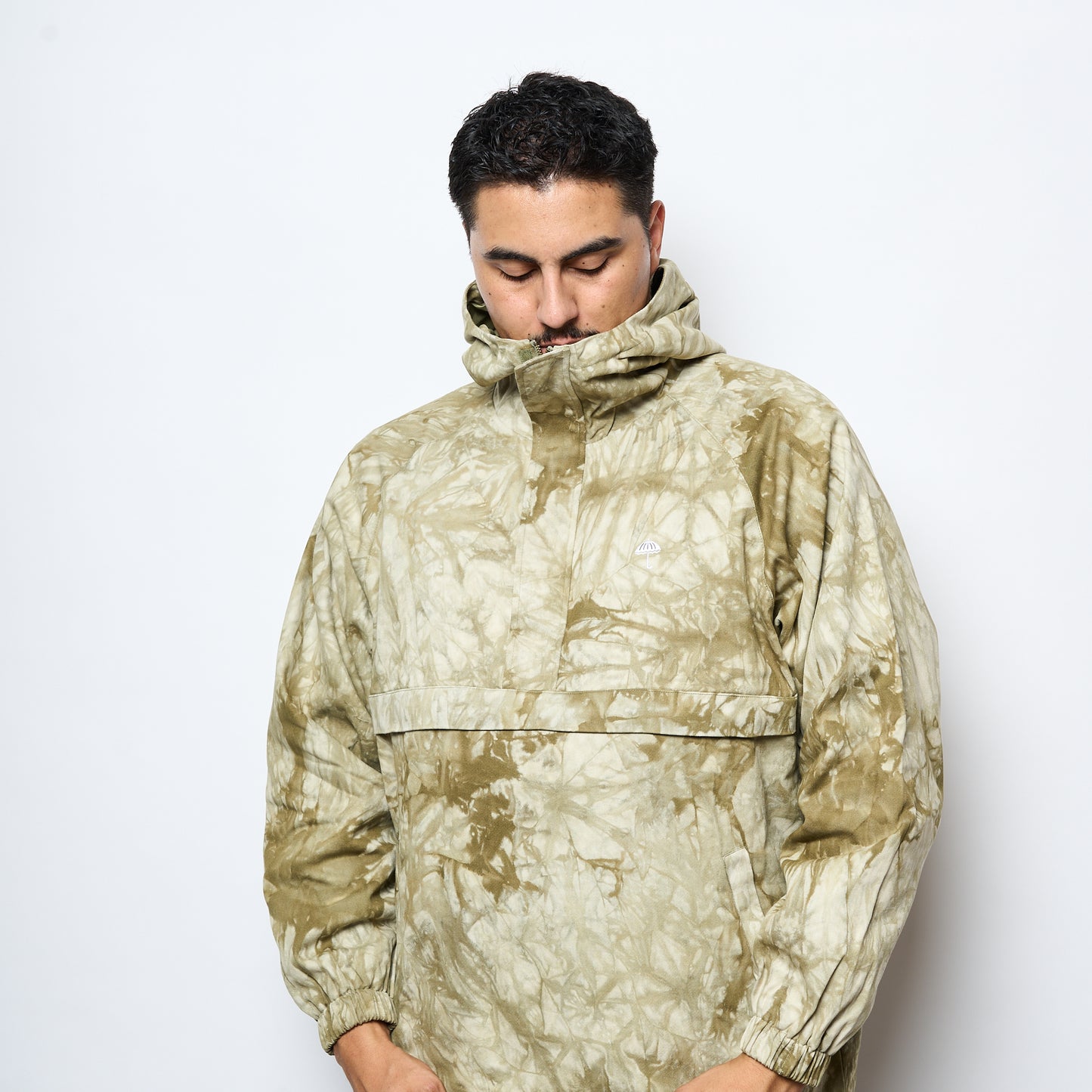 Helas Caps Co - Tie Camo Hooded Quarter Zip Jacket (Beige)