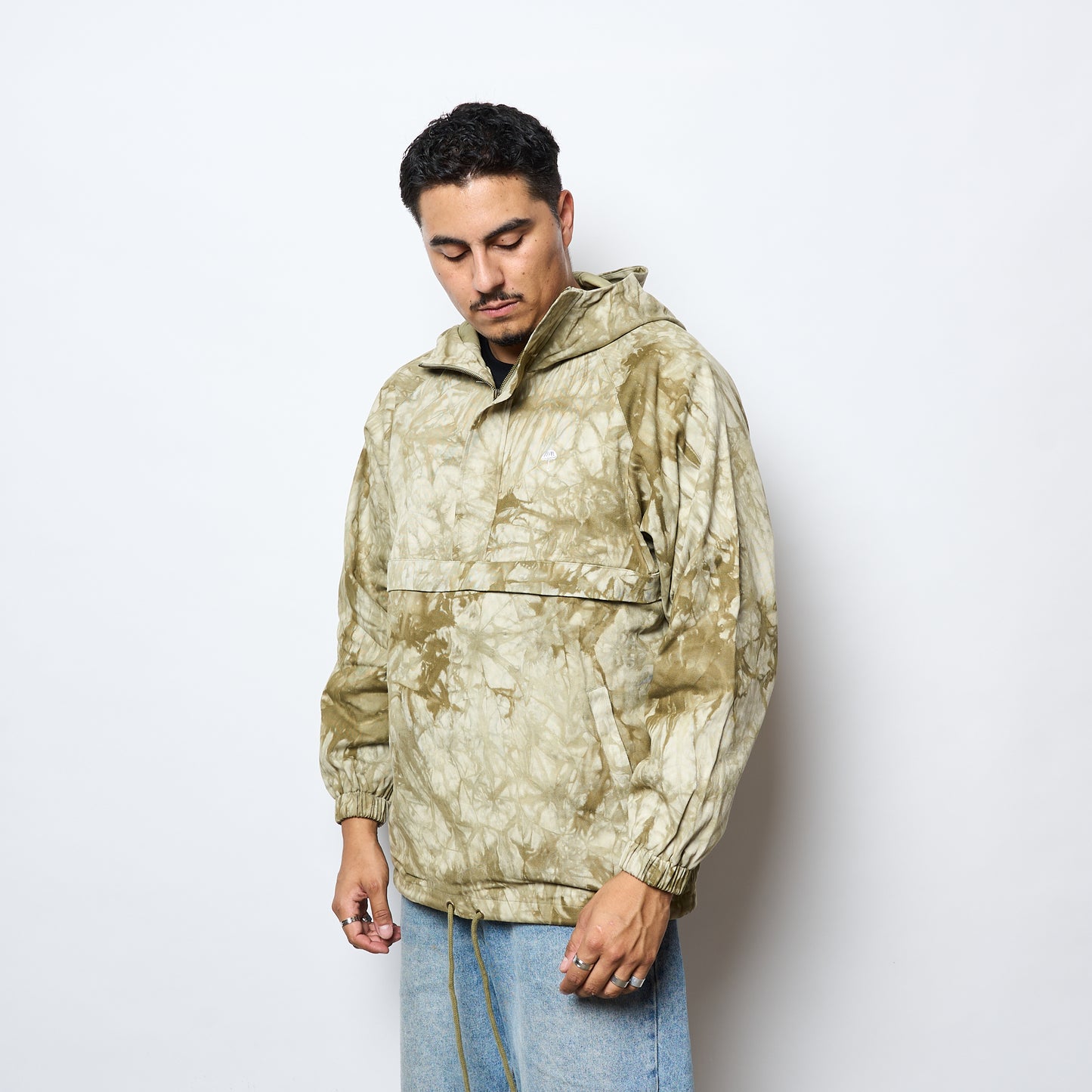 Helas Caps Co - Tie Camo Hooded Quarter Zip Jacket (Beige)