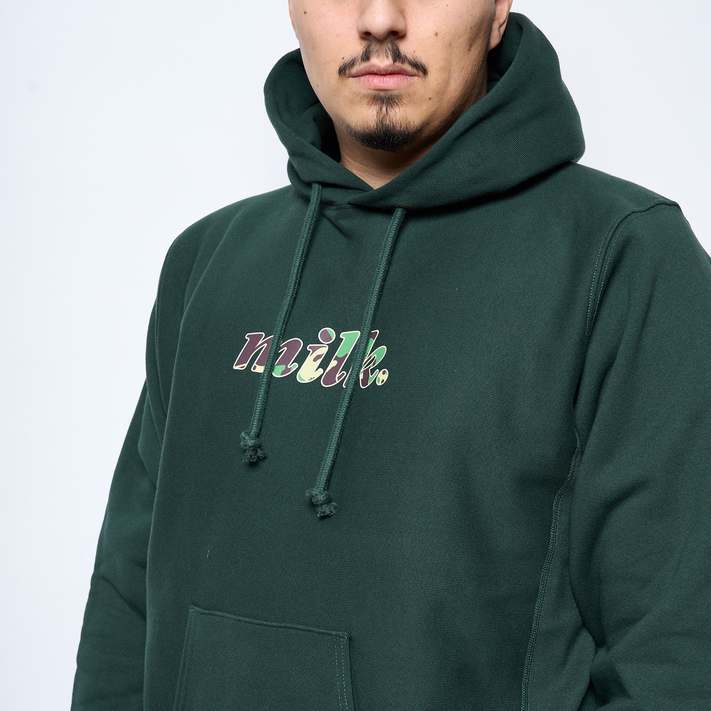 Milk x Champion - Hoodie Camo logo "Made in USA" (Pine Green)