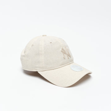 New Era Cap - Womens Midi Linen 9Twenty NY Yankees Cap (Beige)