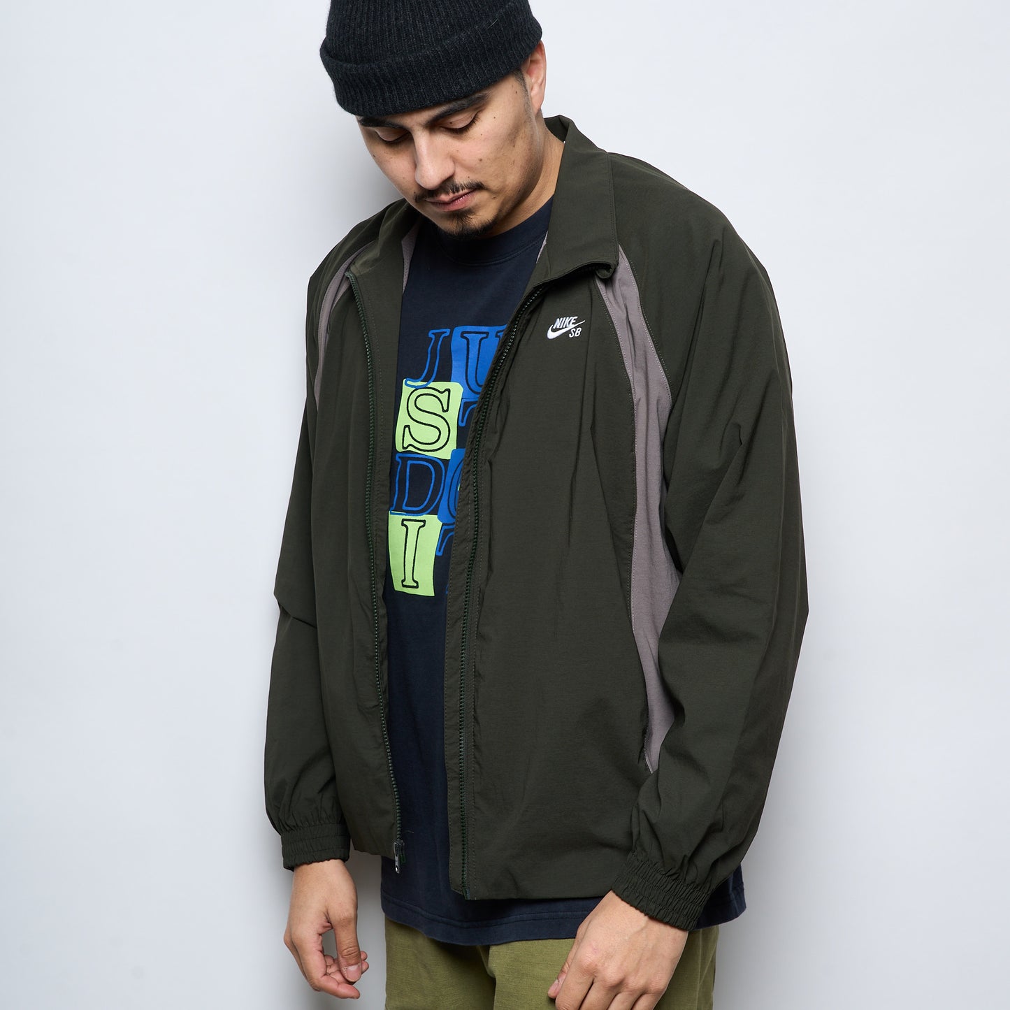 Nike SB - Full Zip Woven Skate Jacket (Sequoia/Cave Stone/White)
