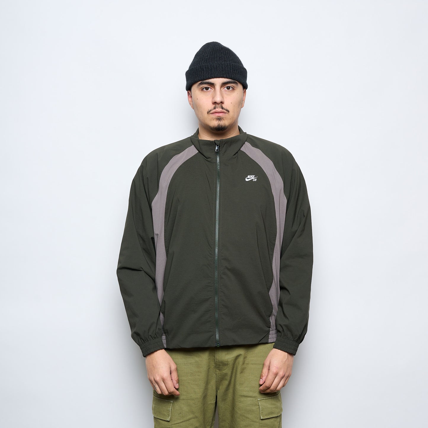 Nike SB - Full Zip Woven Skate Jacket (Sequoia/Cave Stone/White)