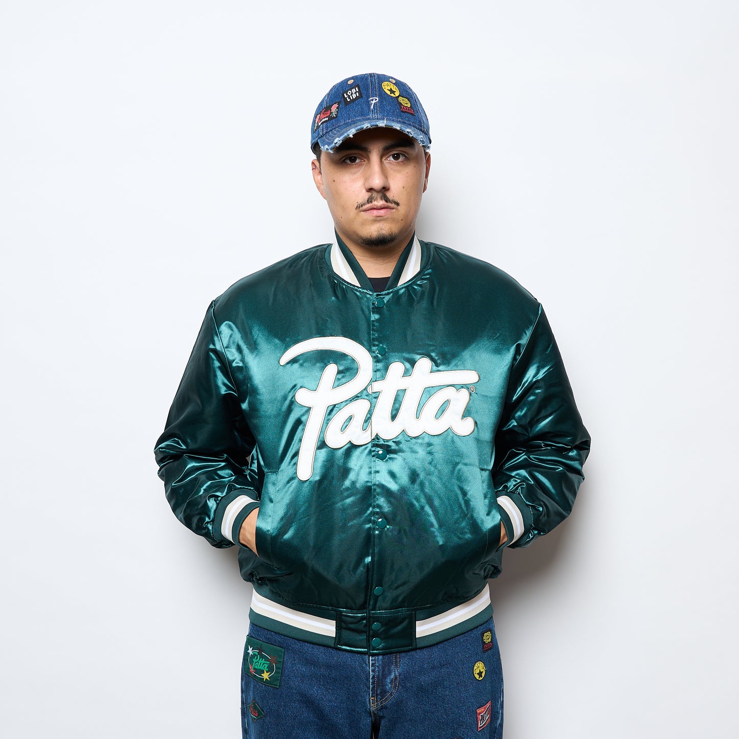 Patta - Script Logo Satin Varsity Jacket (Bistro Green)