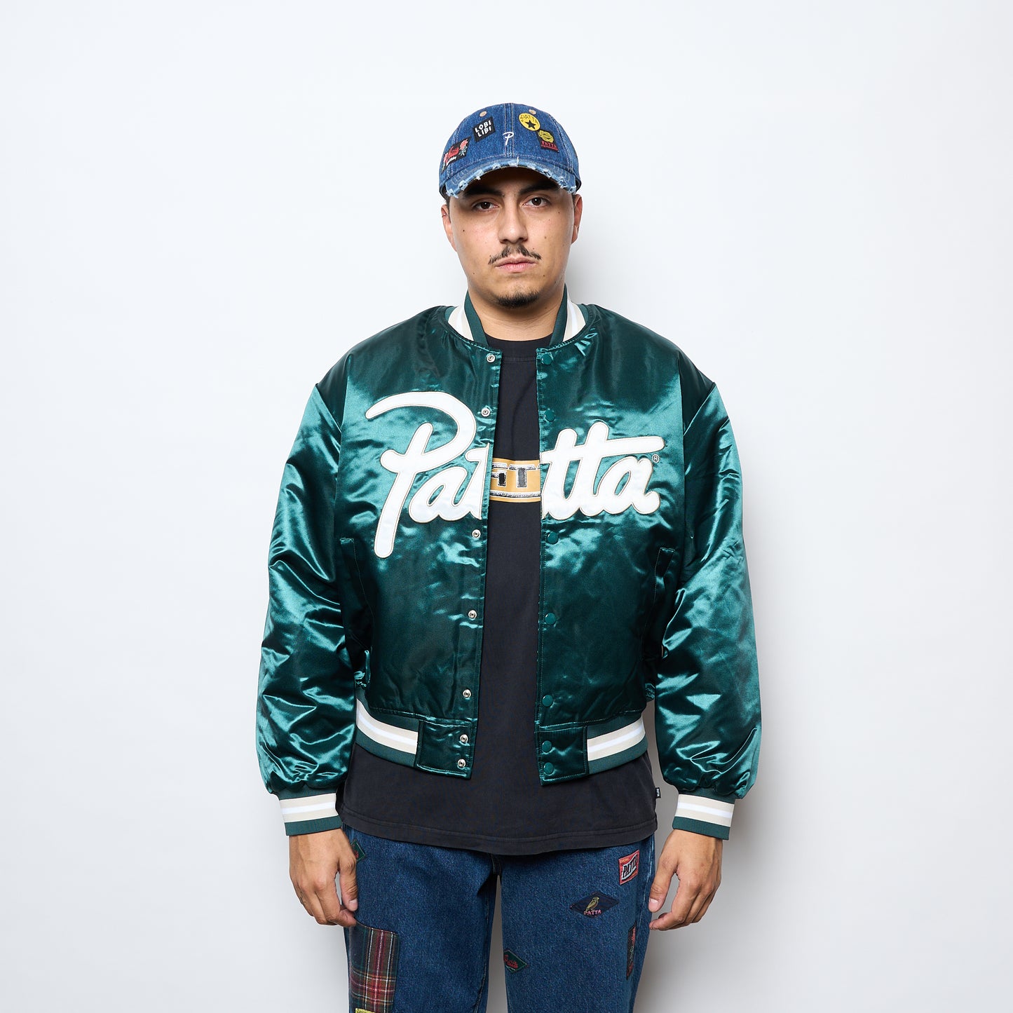Patta - Script Logo Satin Varsity Jacket (Bistro Green)