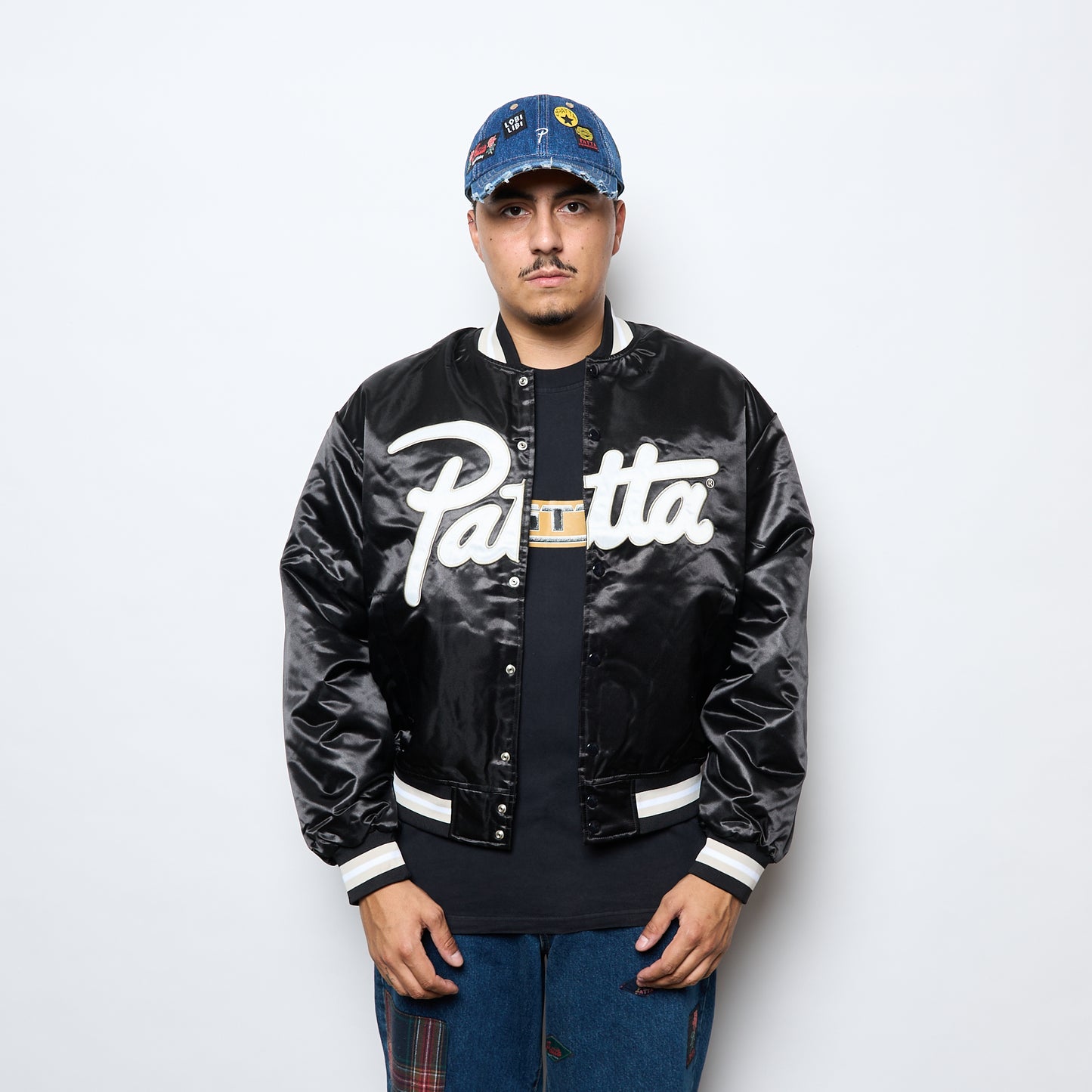 Patta - Script Logo Satin Varsity Jacket (Black)