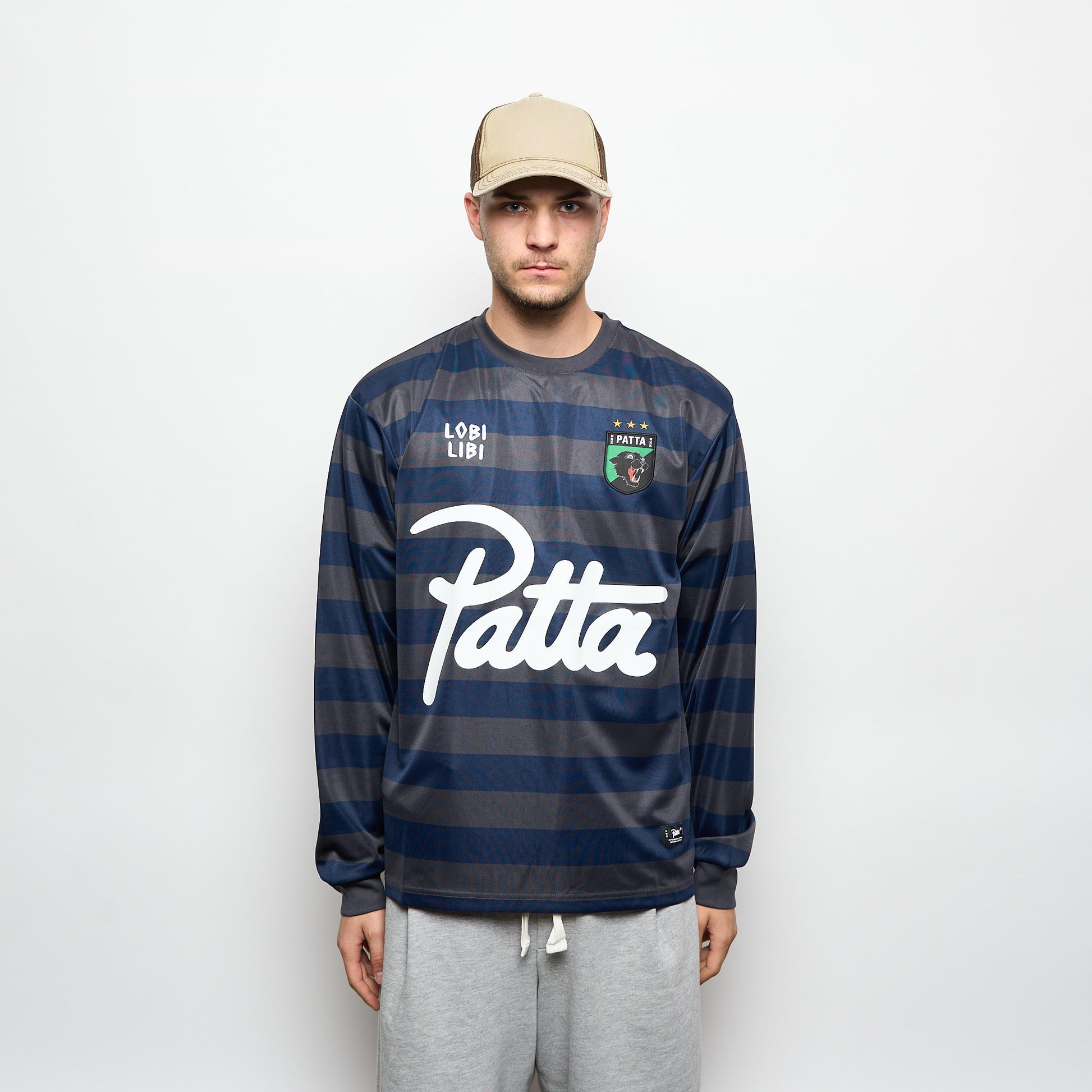 Patta - Striped Longsleeve Football Jersey (Forged Iron)