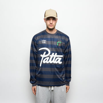 Patta - Striped Longsleeve Football Jersey (Forged Iron)