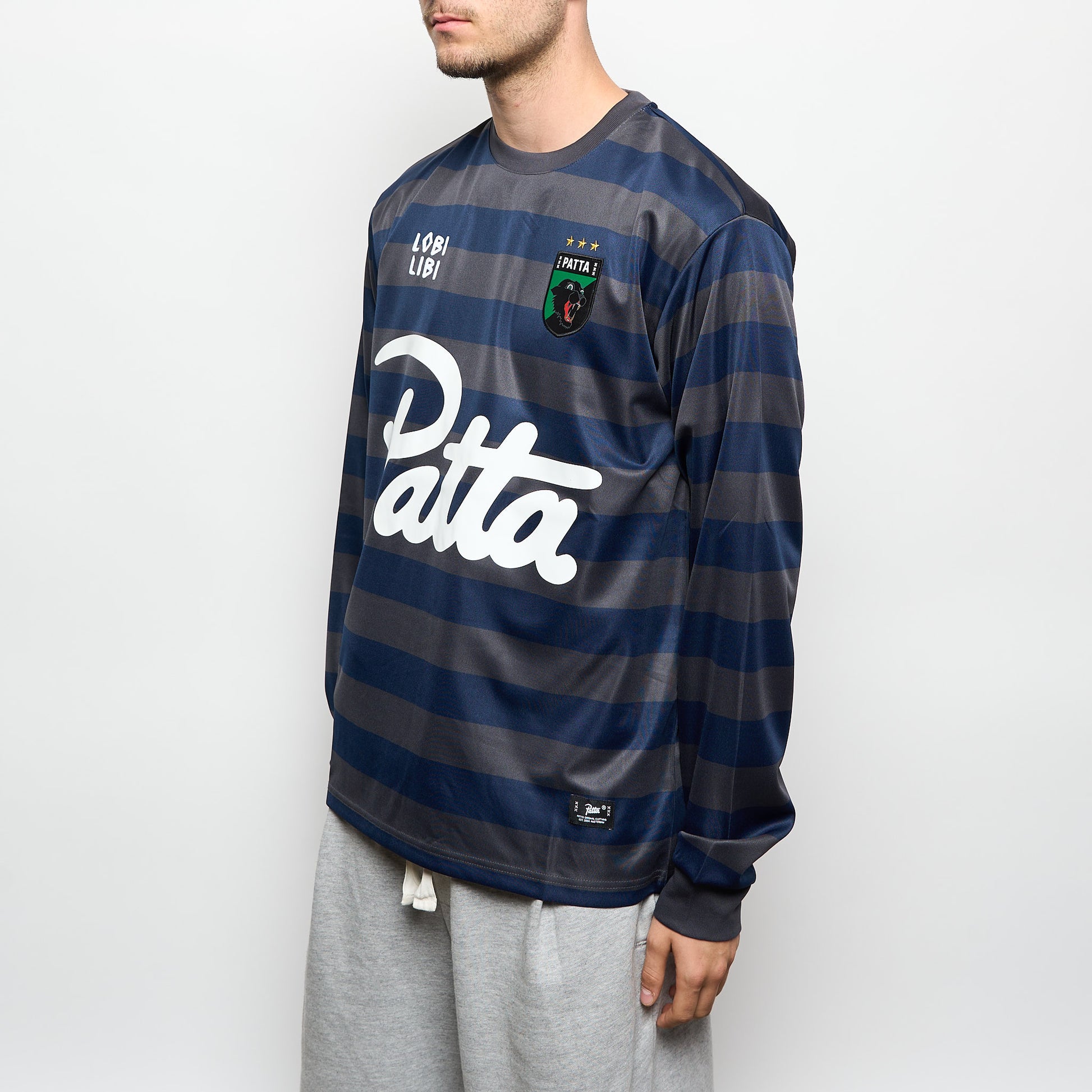Patta - Striped Longsleeve Football Jersey (Forged Iron)