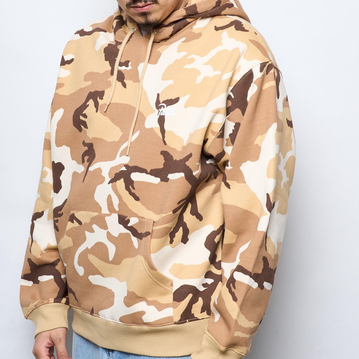 Patta Bark Woodland Camo Boxy Hooded Sweater (Sand Dollar)