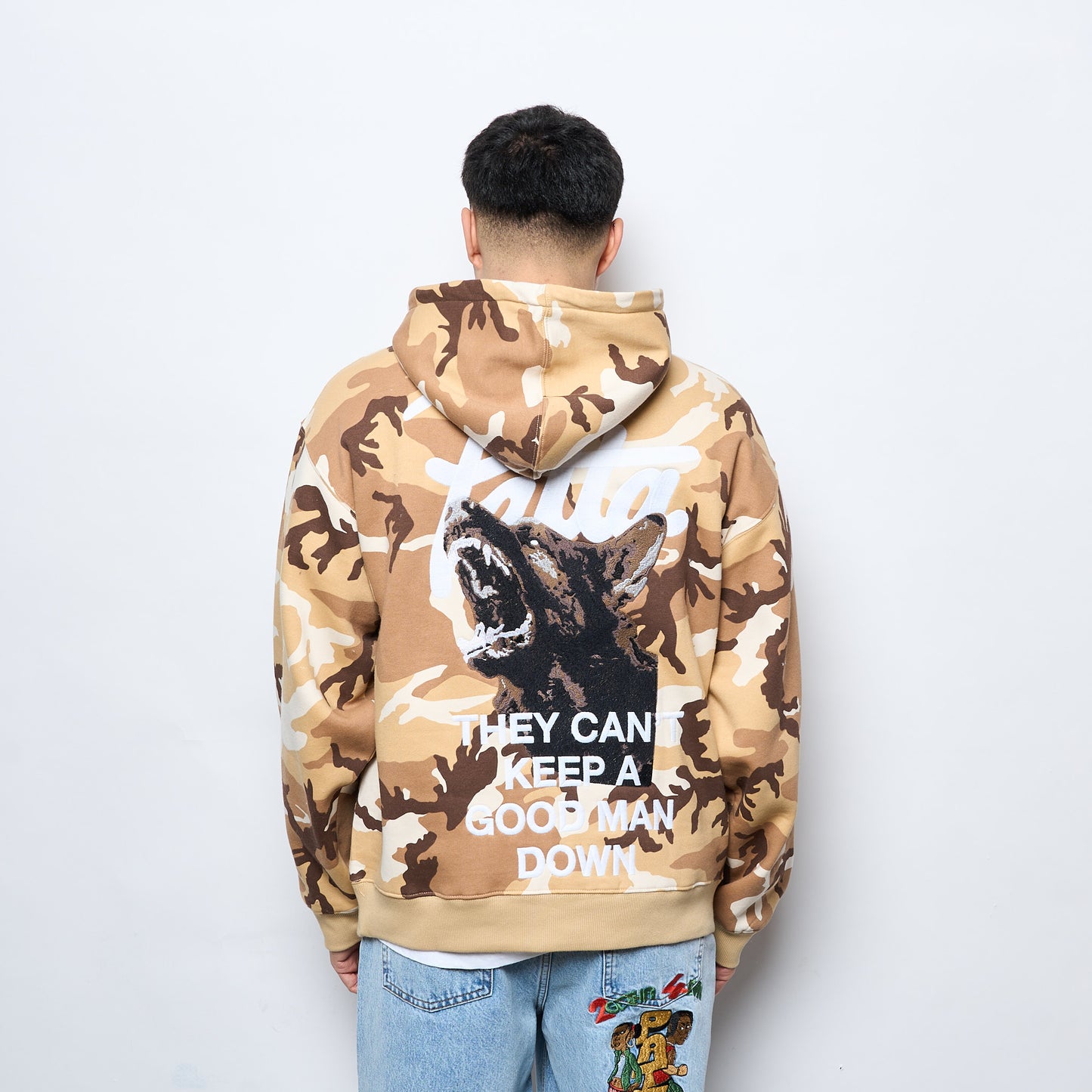 Patta Bark Woodland Camo Boxy Hooded Sweater (Sand Dollar)