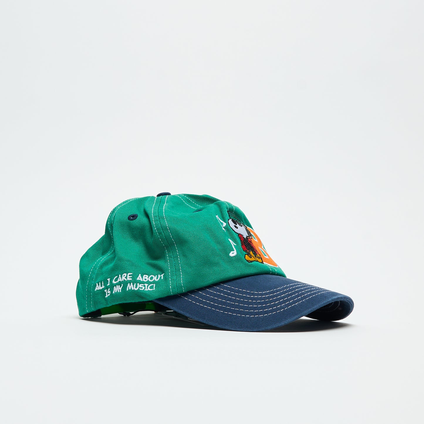 Peanuts x Butter Goods - Music Snapback Cap (Washed Kelly Green/Navy)