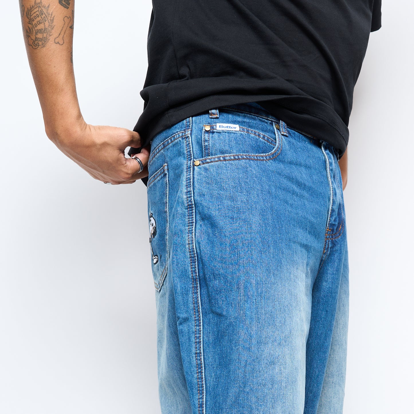 Peanuts x Butter Goods - Spike Denim Jeans (Distressed Indigo)