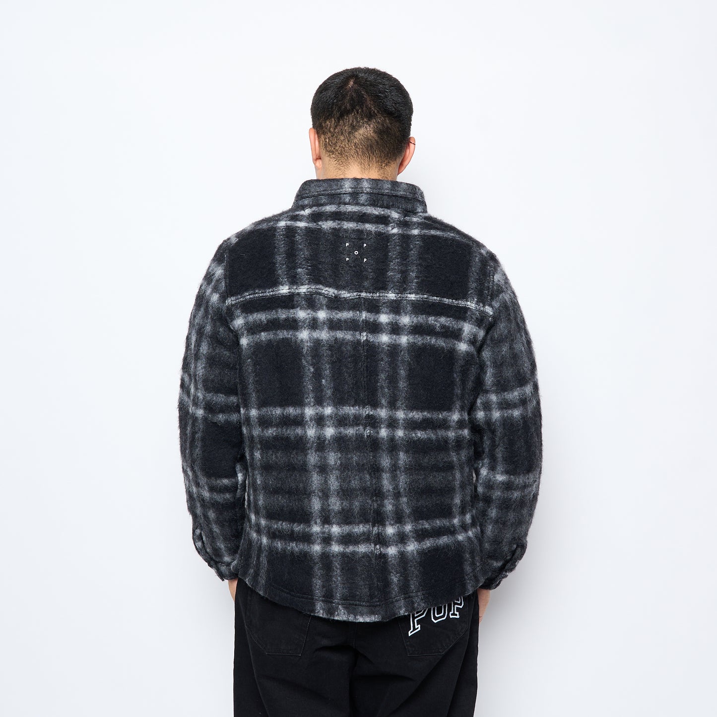 Pop Trading Co - Checked Wool Shirt Jacket (Black/Charcoal)