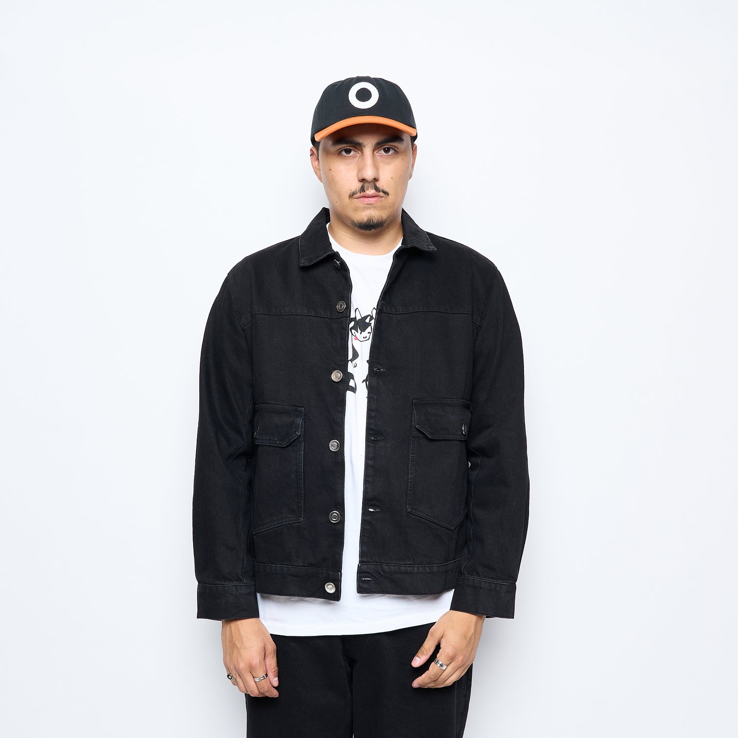 Pop Trading Company - Full Button Denim Jacket (Black)