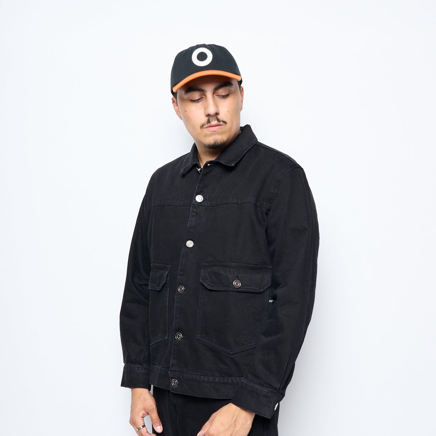 Pop Trading Company - Full Button Denim Jacket (Black)