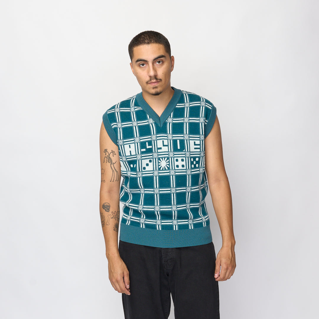 Rassvet - Men Card Suit Sleeveless Jumper Knit (Green)