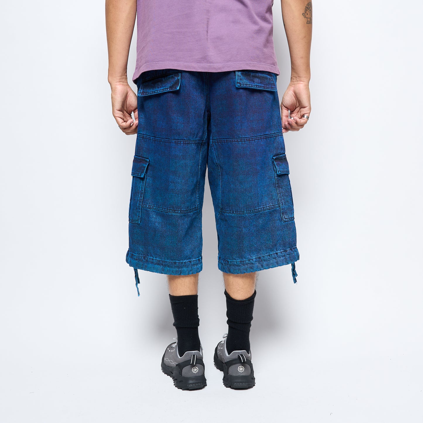 Rassvet - Over Printed Denim Cargo 3/4 Pants Woven
