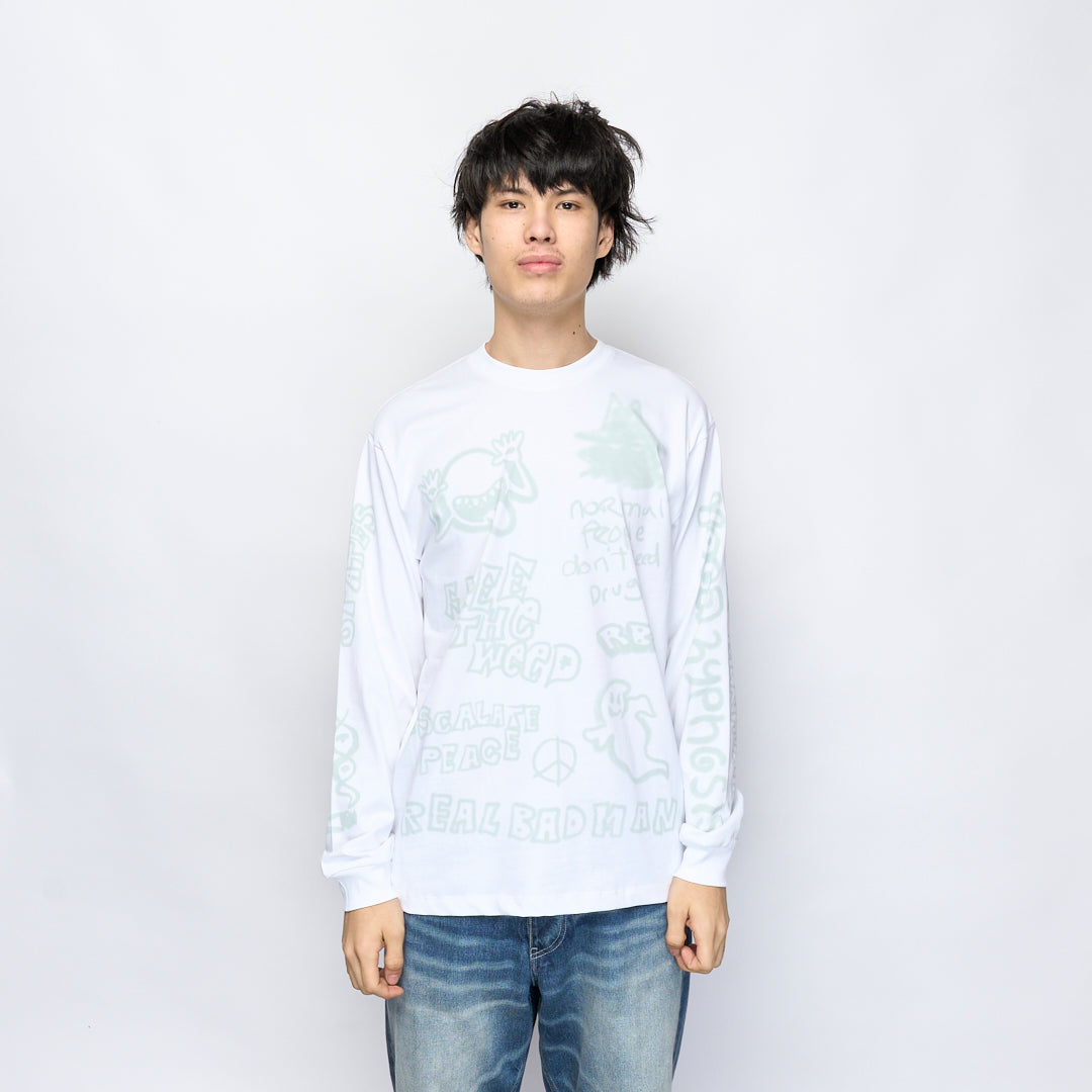 Real Bad Man - Youth Party LS Tee (White)