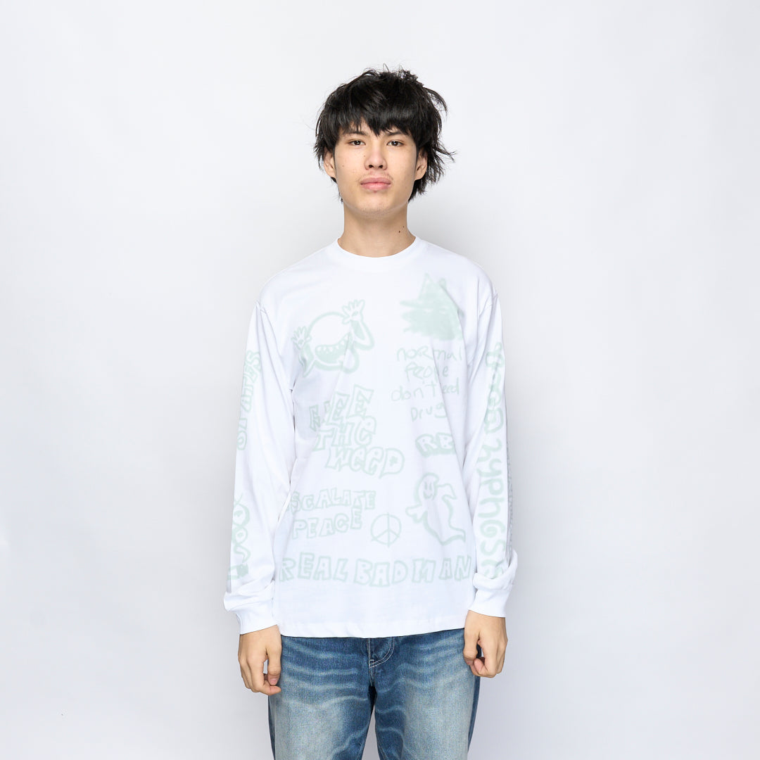 Real Bad Man - Youth Party LS  Tee (White)