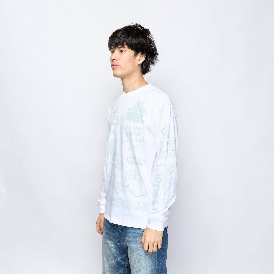 Real Bad Man - Youth Party LS  Tee (White)