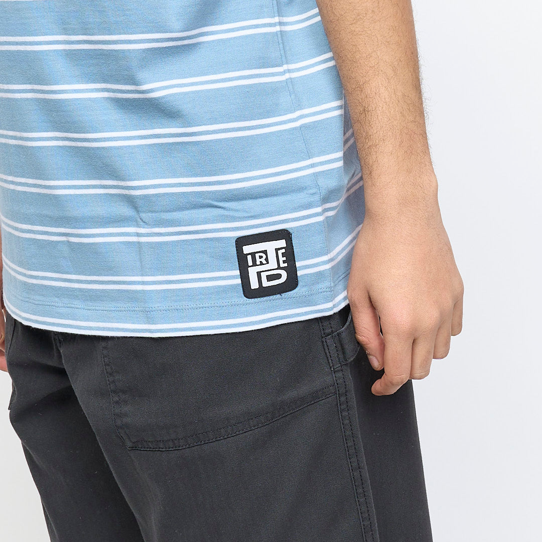 Tired Skateboards - Stamp Stripe Pocket Organic Tee (Bright Blue)