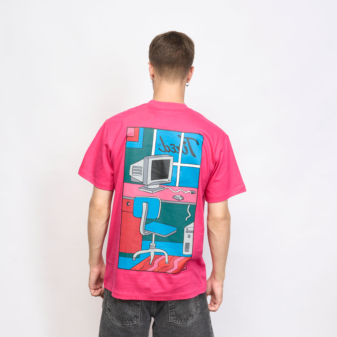 Tired Skateboards - Workstation Pocket SS Tee (Hot Pink)