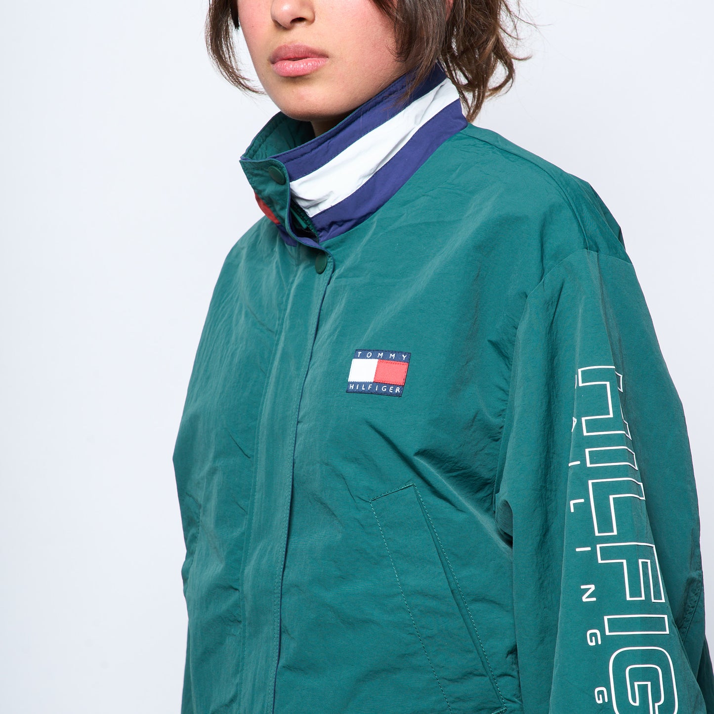 Tommy Hilfiger Sailing Signature Cropped Regatta Jacket (Ornamental Green)
