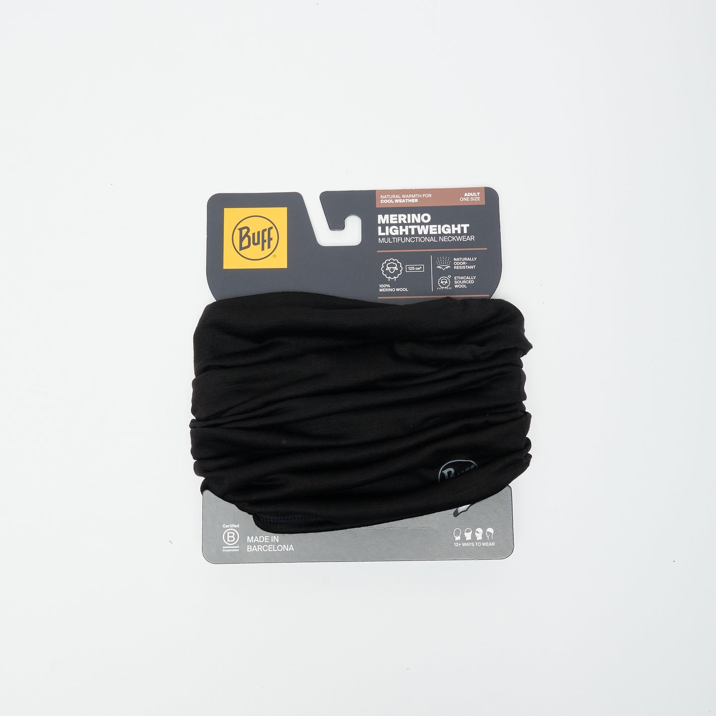 Tour de Cou - Buff - Merino Lightweight (Solid Black)