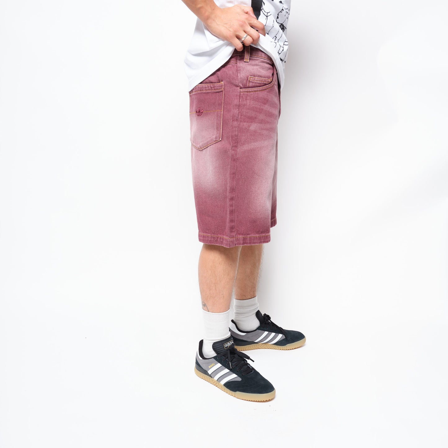 adidas Skateboarding Tyshawn Washed Denim Jort Maroon