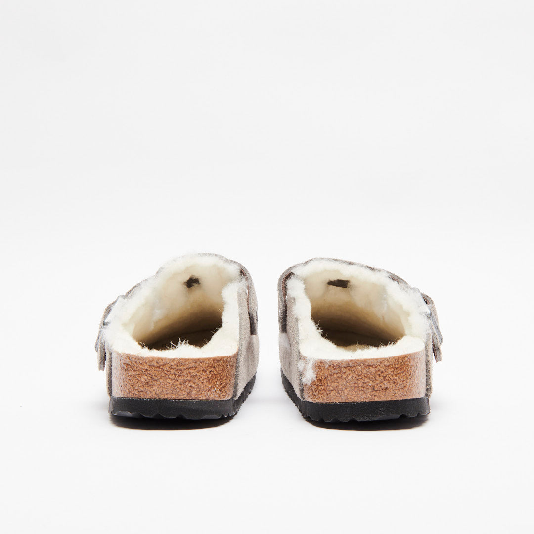 Birkenstock Boston Shearling Suede Stone Coin