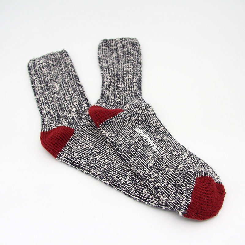 Druthers Organic Cotton Rib Slub Crew Sock - Navy & Red